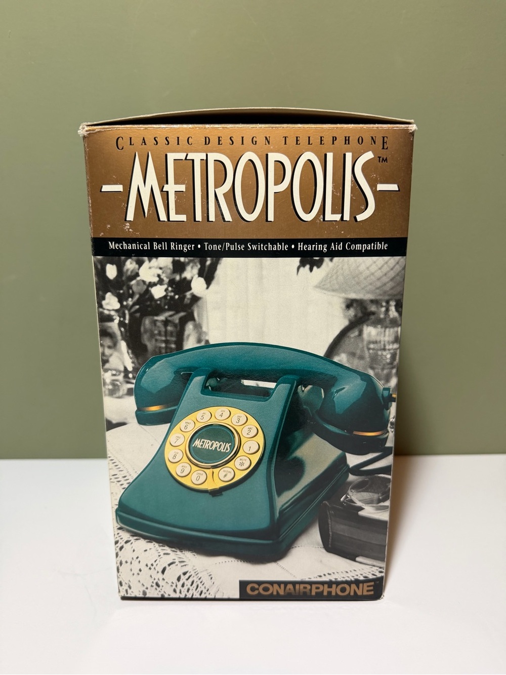 Retro Vintage Conairphone Metropolis Corded Phone Green Mechanical Bell SW2504TL